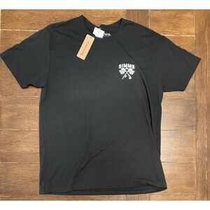 Simms Fly Fishing Rods and Stripes Logo T Shirt Men's M Black Lightweight NWT